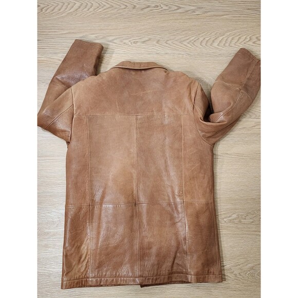 Vintage Wilsons Pelle Studio Classics Leather Jacket Womens L Coat Tan Buttons - Picture 5 of 15